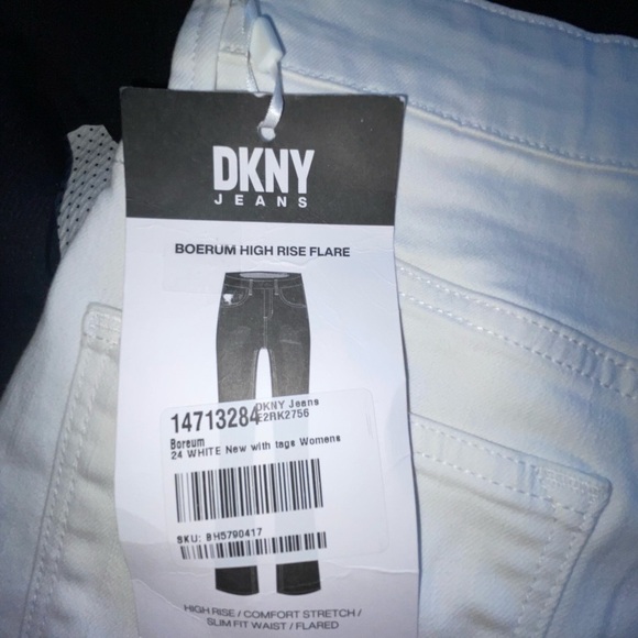 DKNY WHITE BOERUM HIGH RISE FLATE JEANS - Picture 8 of 9